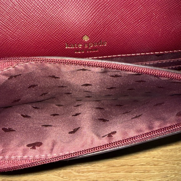 Kate Spade Tinsel Frosted Deep Berry Floral Flap Crossbody Clutch bag - Picture 9 of 16